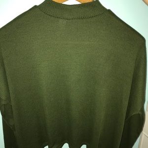 Olive long sleeve half turtle neck top